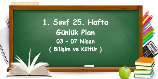 2022-2023 Eğitim Öğretim Yılı 1. Sınıf 25. Hafta Günlük Planlar (03 -07 Nisan)